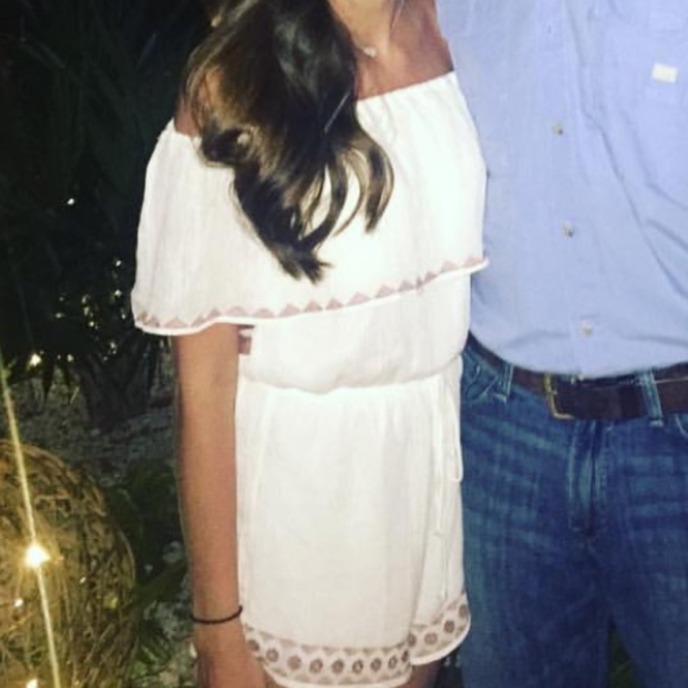 Off the shoulder white romper. Size XS